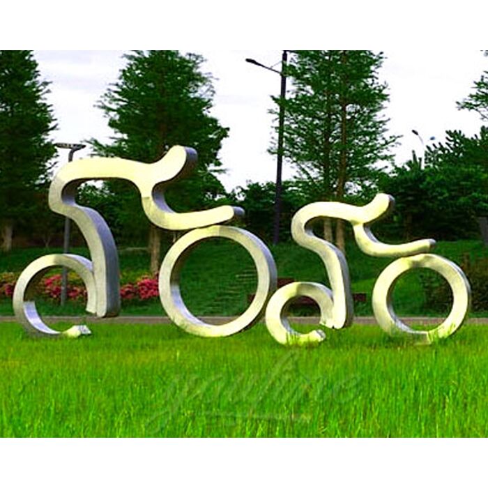 Abstract-Sports-Theme-Bicycle-Sculpture-Stainless-Steel