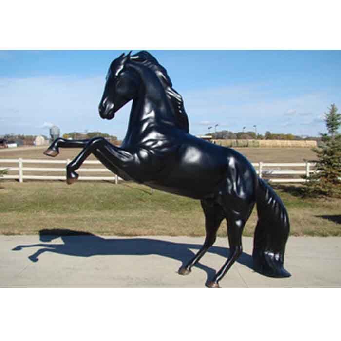 Black-Painted-Large-Fiberglass-Horse-Sculpture