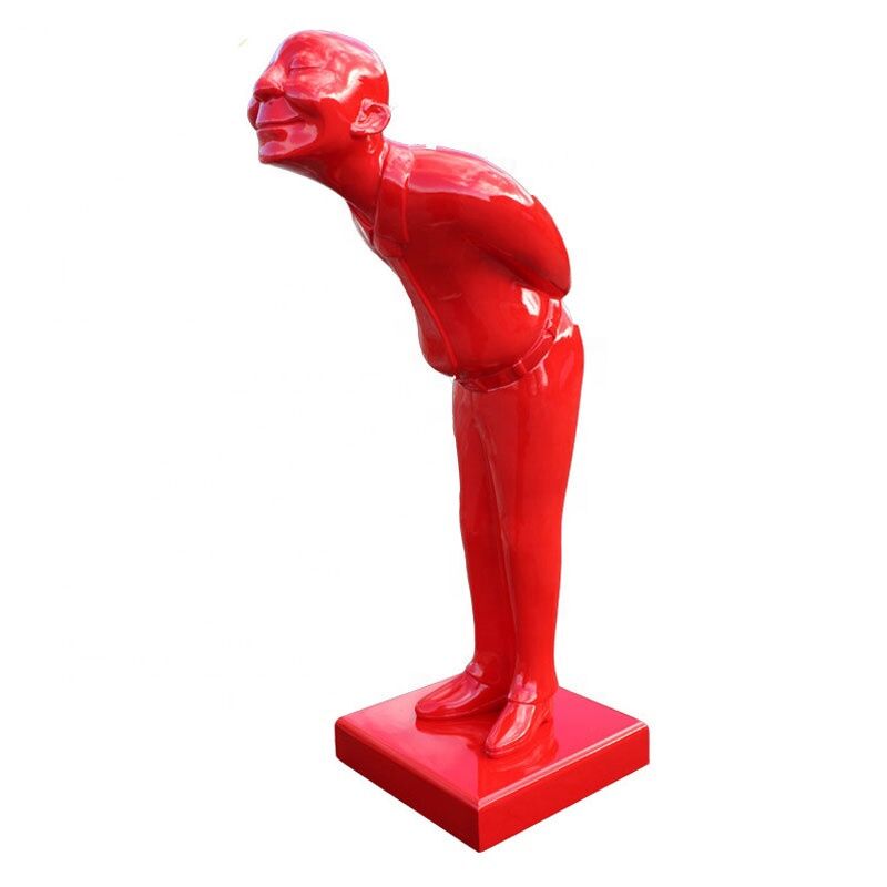 Red-Color-Bowing-Man-Fiberglass-Statue-Large (1)