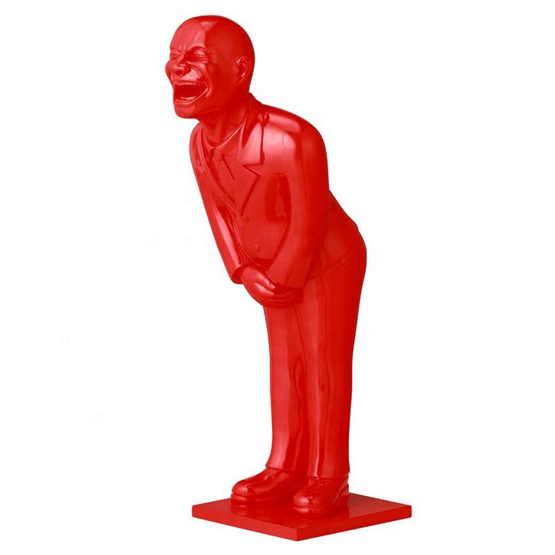 Red-Color-Bowing-Man-Fiberglass-Statue-Large