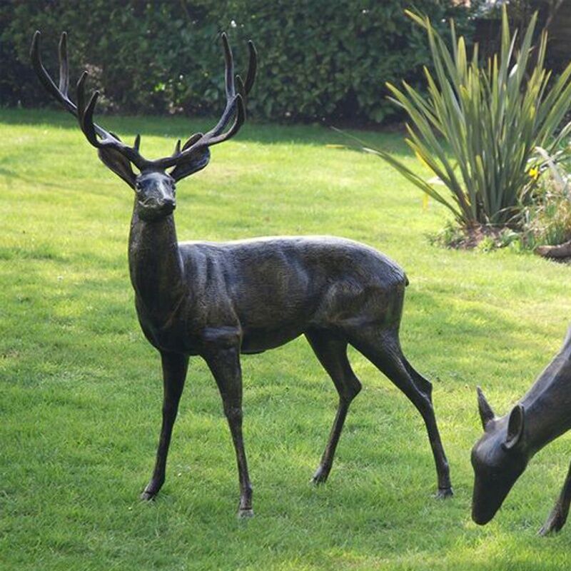 Life-Size-Antique-Bronze-Animal-Metal-Reindeer