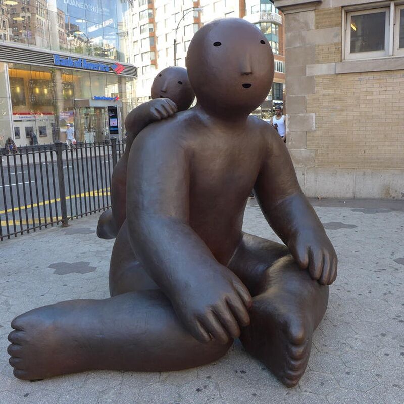 Life-Size-Garden-Bronze-Statue-Mother-and