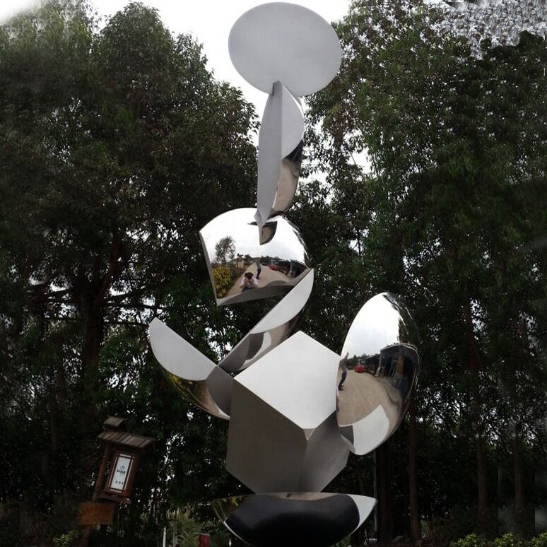 Polished-Modern-Outdoor-Metal-Art-Stainless-Steel-Abstract-Sculpture