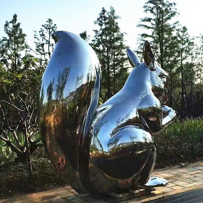 Stainless-Steel-Garden-Animal-Squirrel-Sculpture