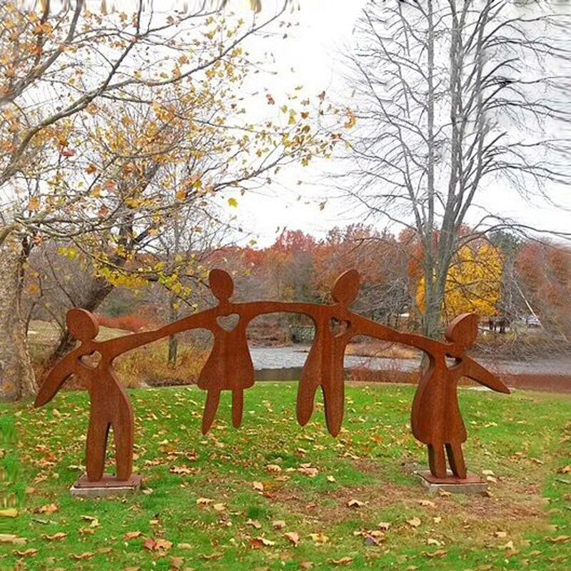 Contemporary Outdoor Metal Art Corten Steel Family Sculpture 1