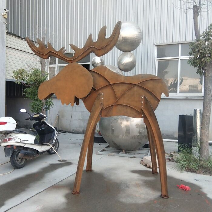 Garden Rusted Corten Steel Metal Reindeer or Moose Sculpture
