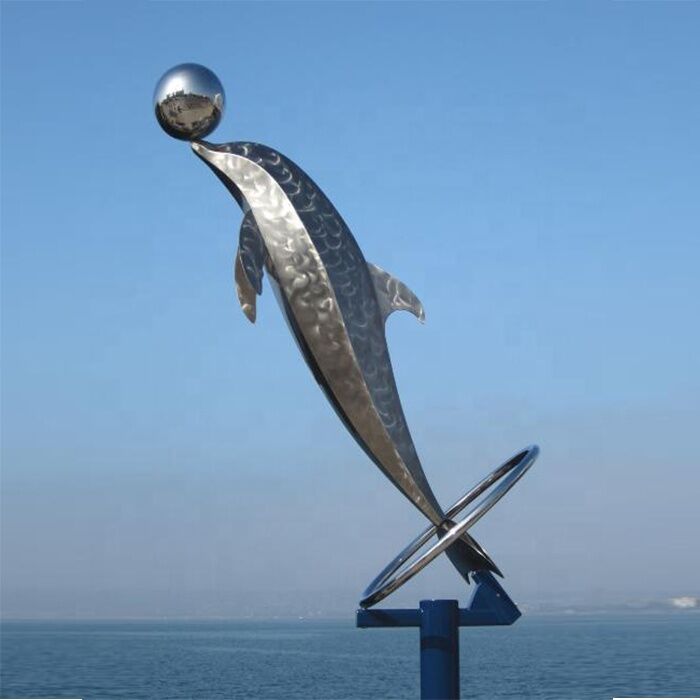 Life Size Outdoor Stainless Steel Dolphin Sculpture