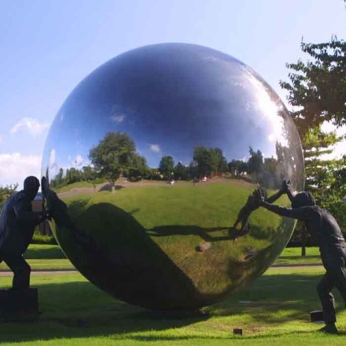 Mirror Polished Public Stainless Steel Garden Lawn Ball Sculpture