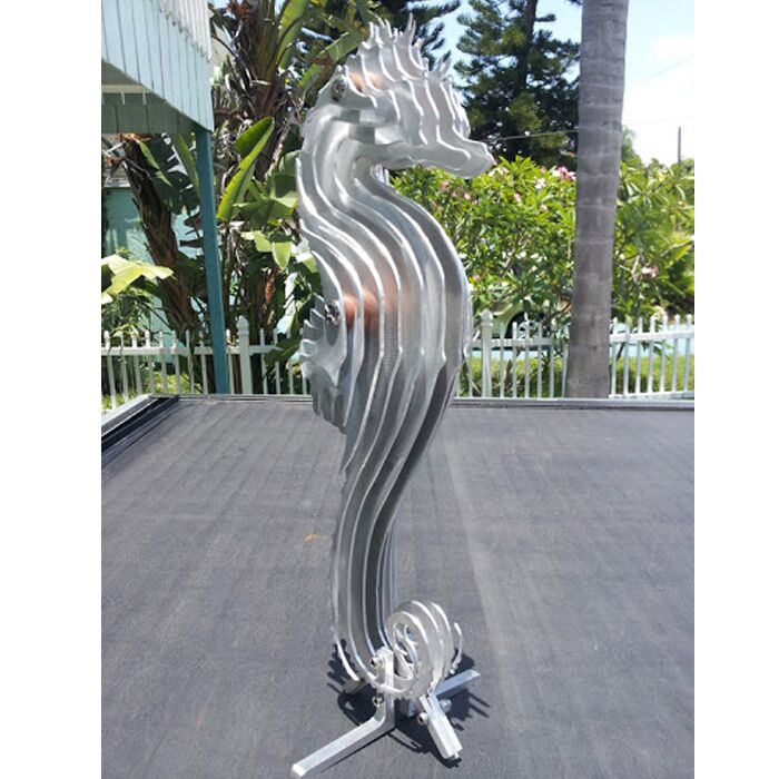 Modern Outdoor Abstract Stainless Steel Seahorse Garden Sculpture