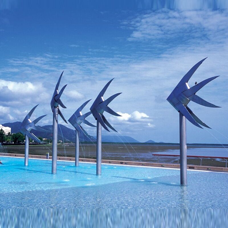 Outdoor Stainless Steel Metal Fish Sculpture Matt Finish