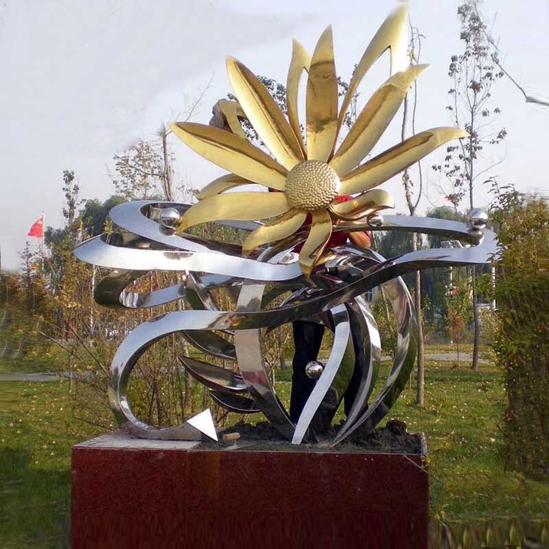 Stainless Steel Garden Sculpture Modern Metal Flower Sculpture
