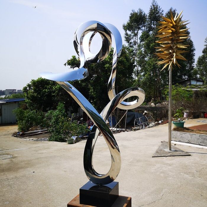 modern stainless steel statue art abstract metal outdoor sculpture
