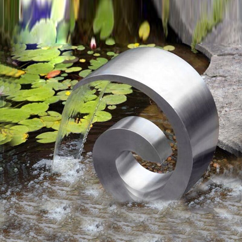 Ammonite Stainless Steel Cascading Water Feature 1