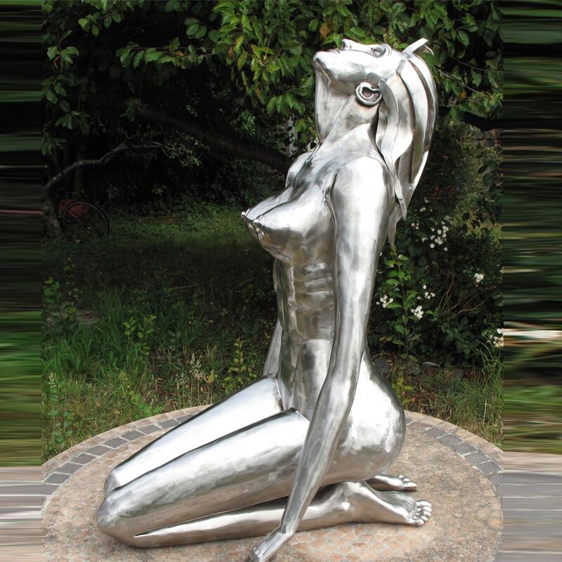 Contemporary Art Stainless Steel Female Figurative Sculpture