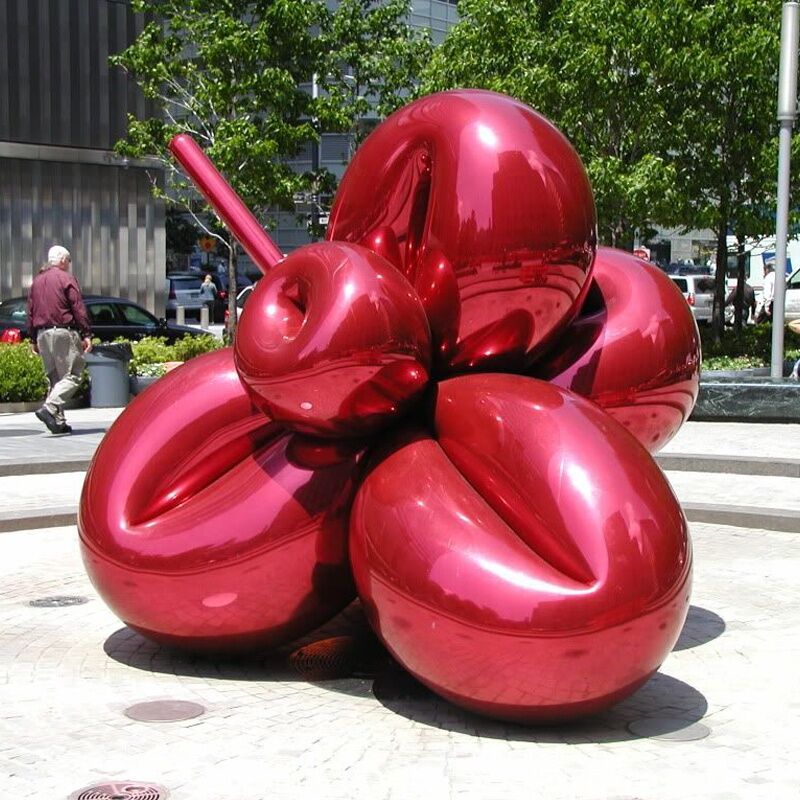 Large Outdoor Stainless Steel Painted Balloon Dog Sculpture