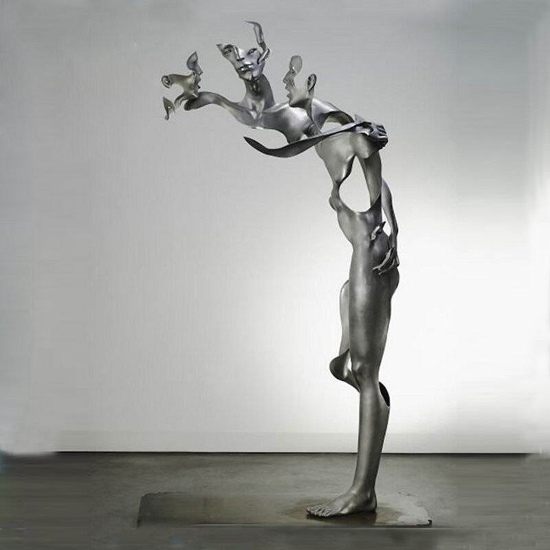 Life Size Metal Art Stainless Steel Nude Man Sculpture