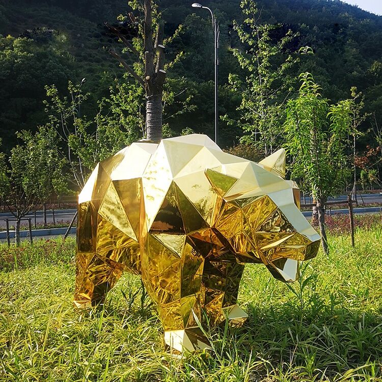 Metal Bear Sculpture, Outdoor garden Decoration Stainless Steel Bear Sculpture