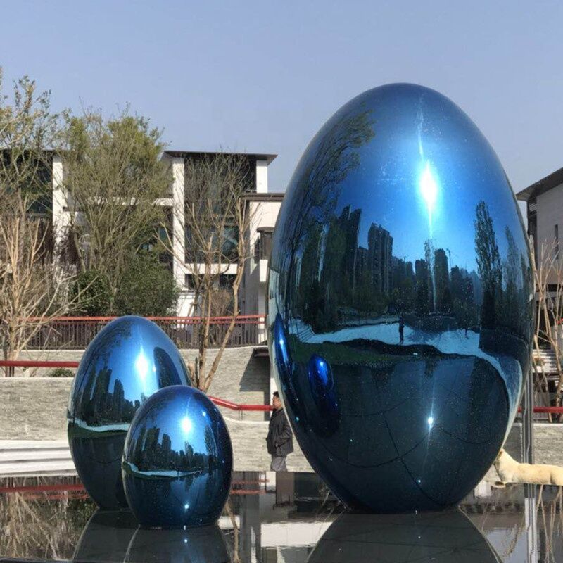 Metal Steel Sculpture, Outdoor garden Decoration Stainless Steel Egg Sculpture