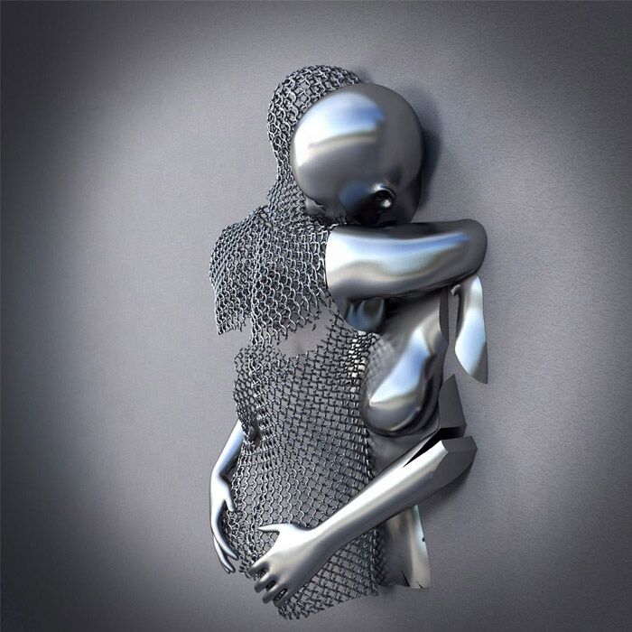 Modern Abstract Human Body Stainless Steel Love Figurative Sculpture
