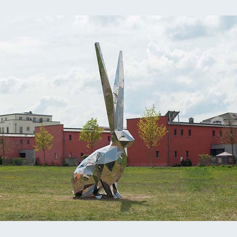 Modern Art Garden Stainless Steel Animal Rabbit Sculpture