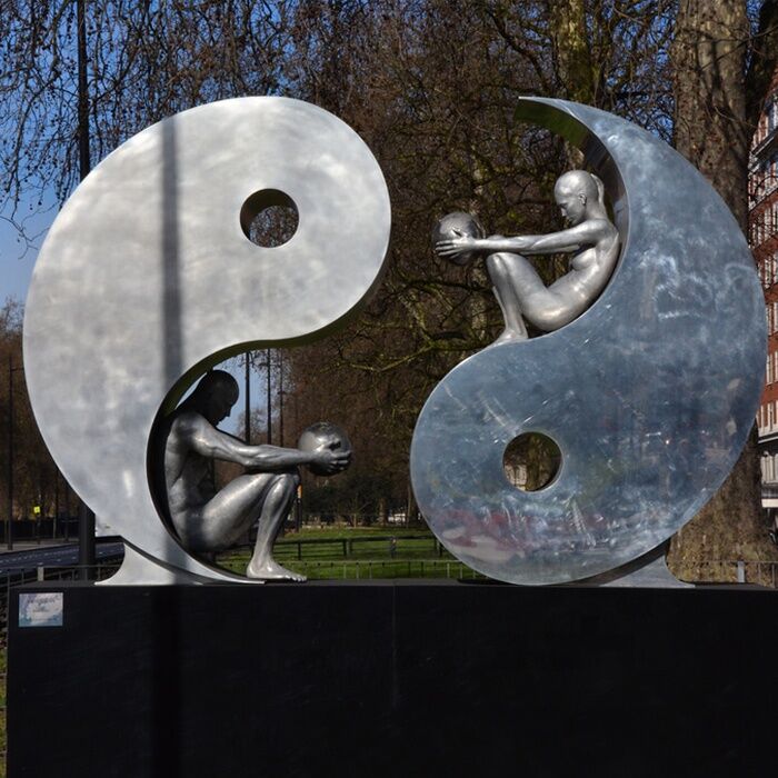 Modern Public Yin Yang Stainless Steel Outdoor Sculpture
