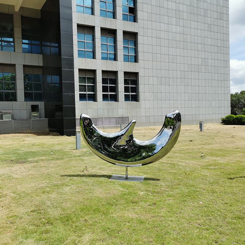 Modern outdoor garden square Stainless steel crescent art sculpture (5)