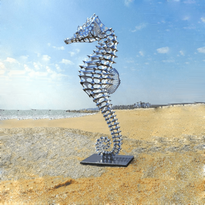 Outdoor Decoration Stainless Steel Seahorse Sculpture 1