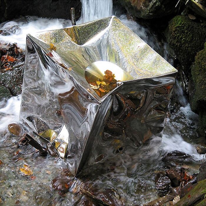 Polished Modern Metal Art Stainless Steel Cube Sculpture