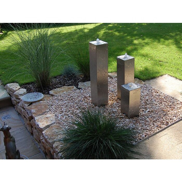 Square Cylinder Stainless Steel Outdoor Garden Water Fountain