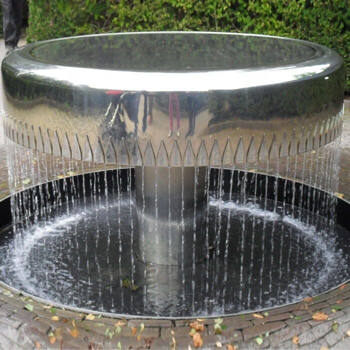 garden outdoor modern stainless steel waterfall fountain