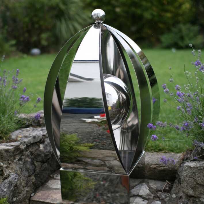 Stainless Steel Polished Flower Metal Sculpture Garden Ornament