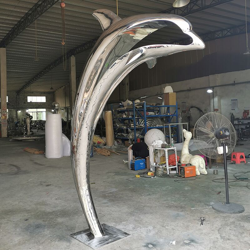2.6m Outdoor Stainless Steel Dolphin Sculpture (1)