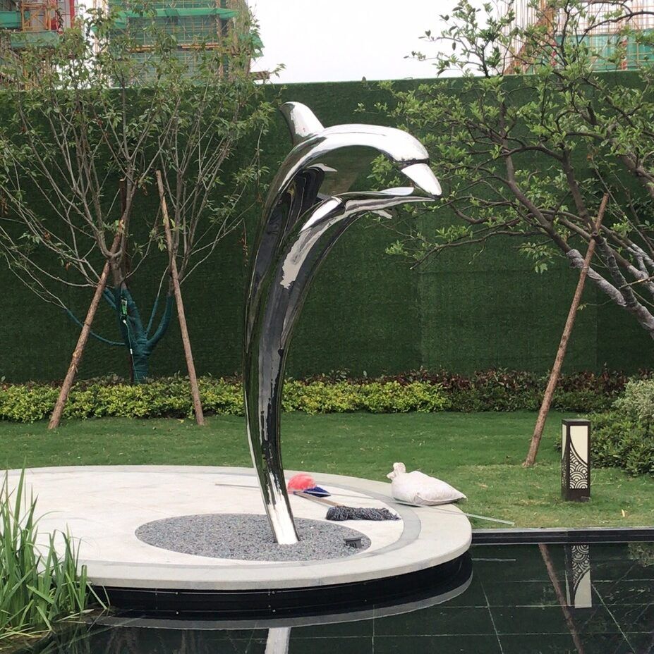 2.6m Outdoor Stainless Steel Dolphin Sculpture (4)