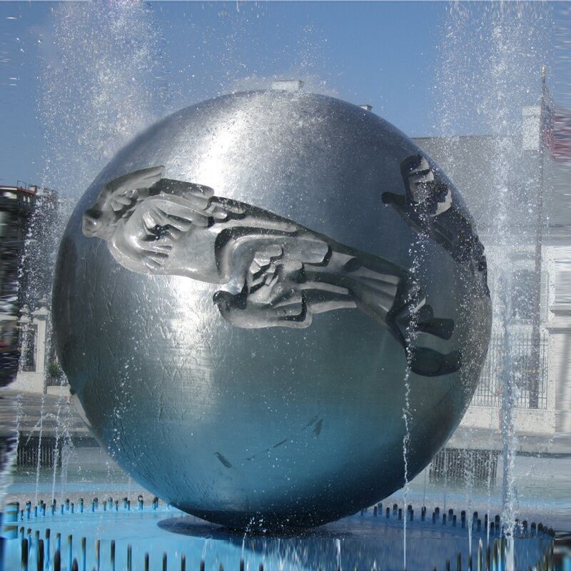 Large outdoor stainless steel sphere sculpture fountain sculpture