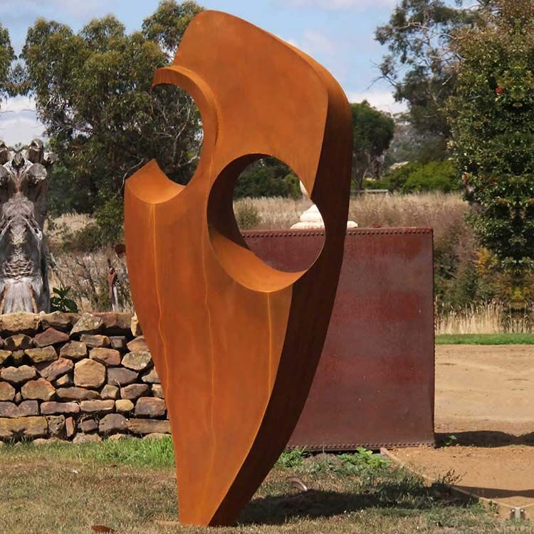 Hot sales metal circle corten steel sculpture for garden 3