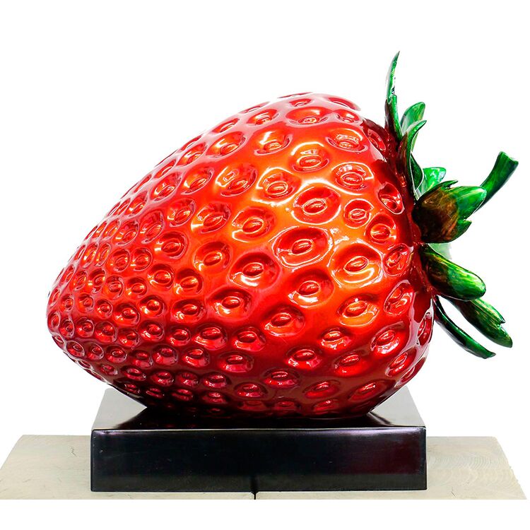 Red Strawberry Large Stainless Steel Garden Statue