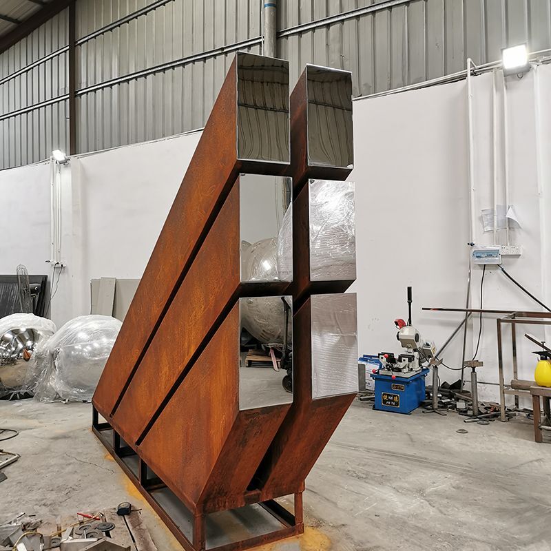 300cm Large outdoor Garden corten steel sculpture (6)