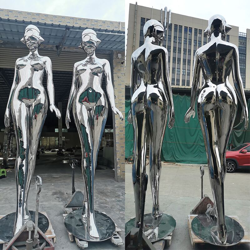 3750mm Large hotel lobby Japan animation Stainless steel Sexy Robot sculpture (7)
