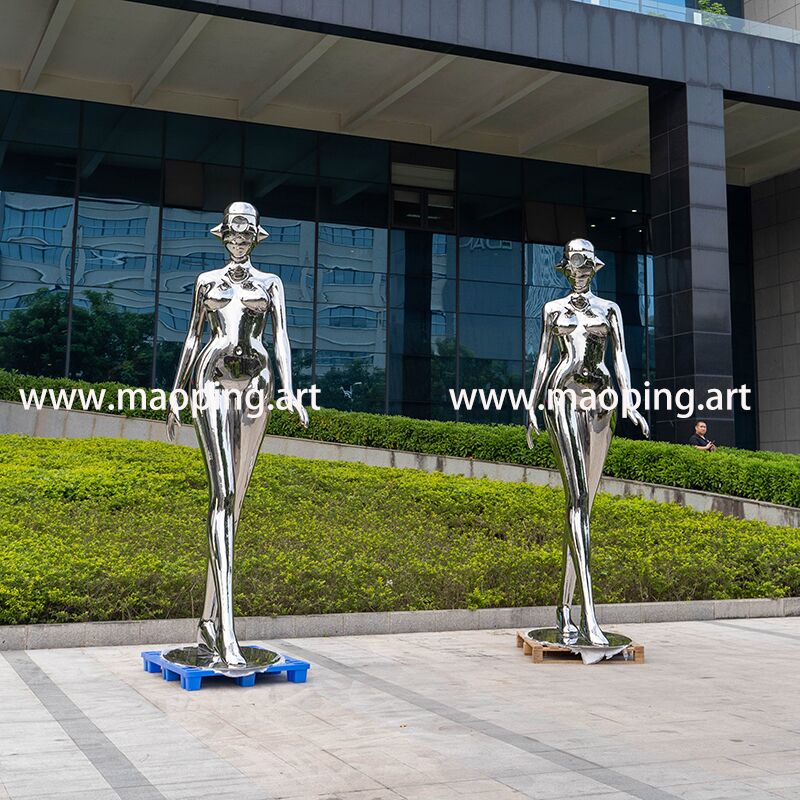 3750mm Large hotel lobby Japan animation stainless steel beauty sculpture (3)