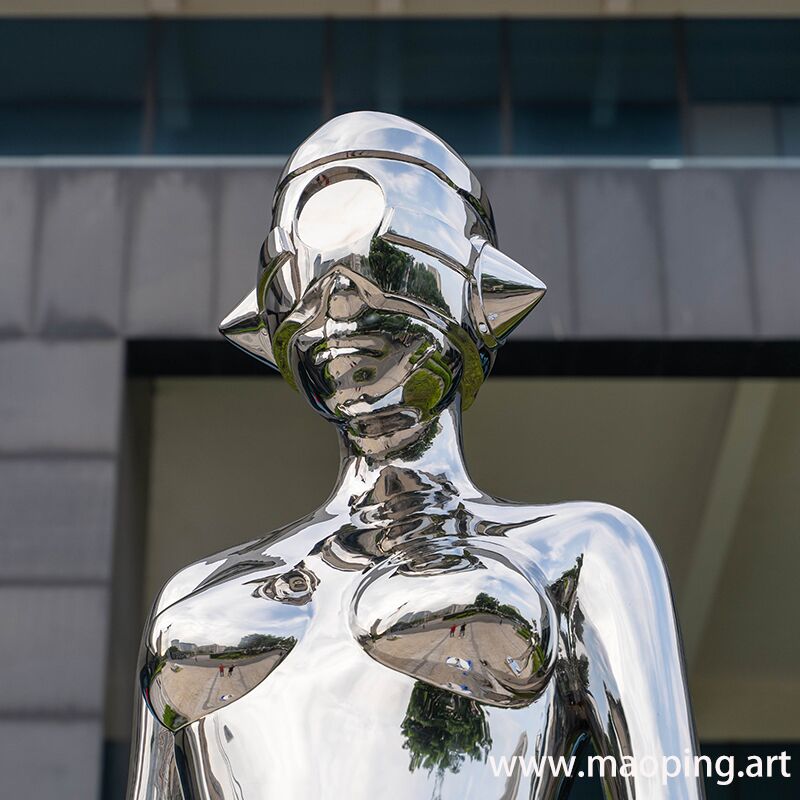 3750mm Large hotel lobby Japan animation stainless steel beauty sculpture (4)
