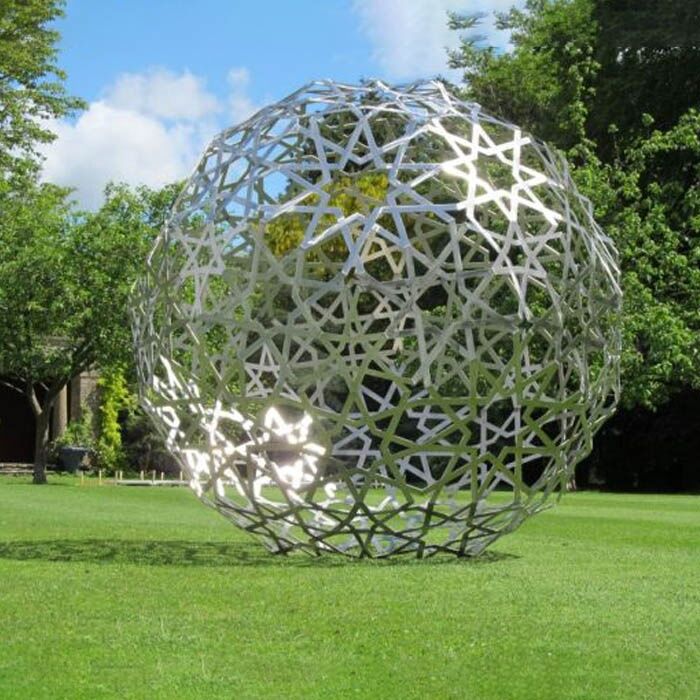 Outdoor Decor Stainless Steel Sculpture Sphere Metal Flat Ball Sculpture
