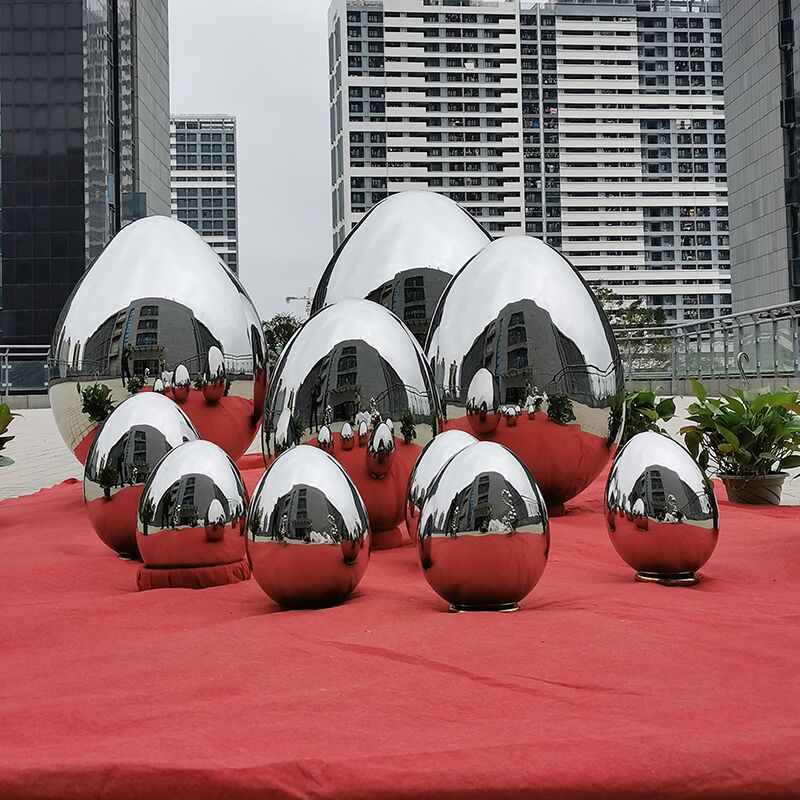 Indoor garden decoration art stainless steel egg sculpture