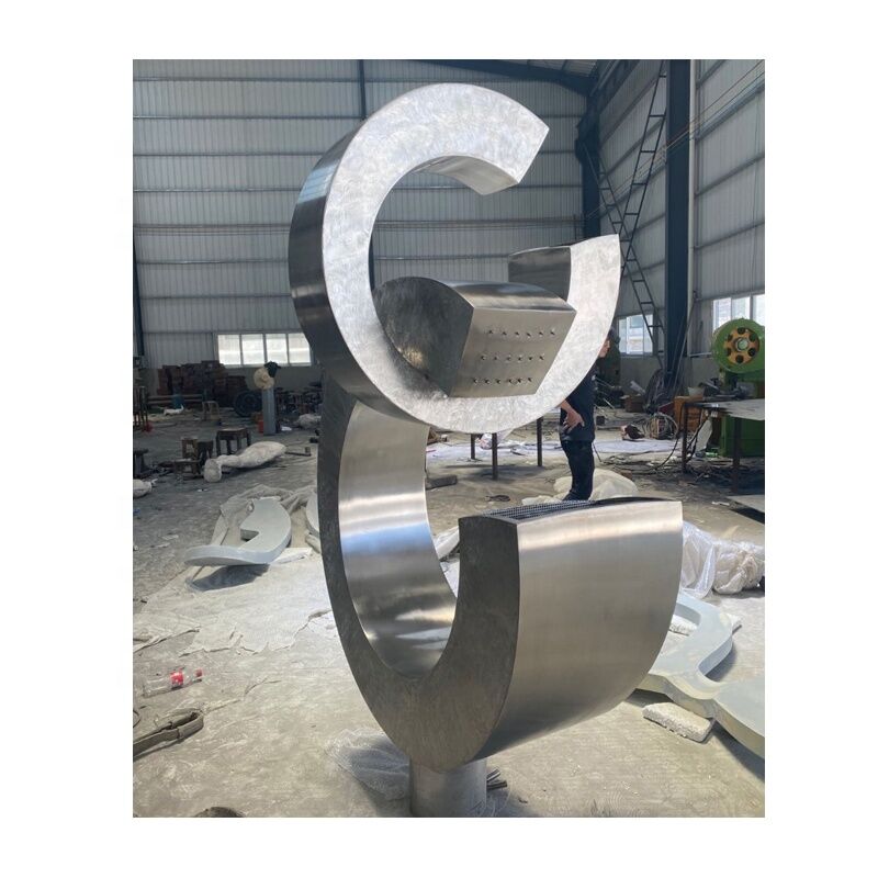 Metal Stainless Steel Outdoor Modern 2C Water Fountain Sculpture