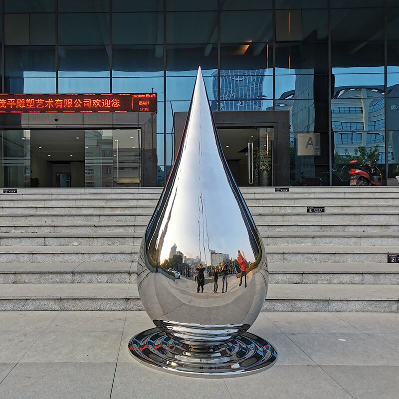 Polished Decorative Metal Art Stainless Steel Water Drop Sculpture1