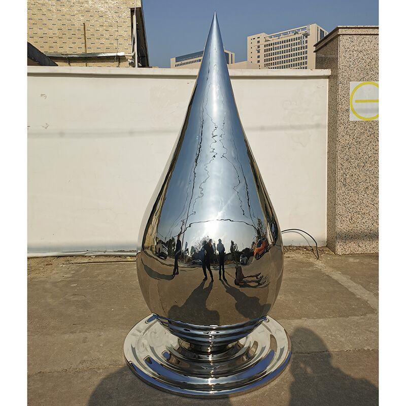 Polished Decorative Metal Art Stainless Steel Water Drop Sculpture2