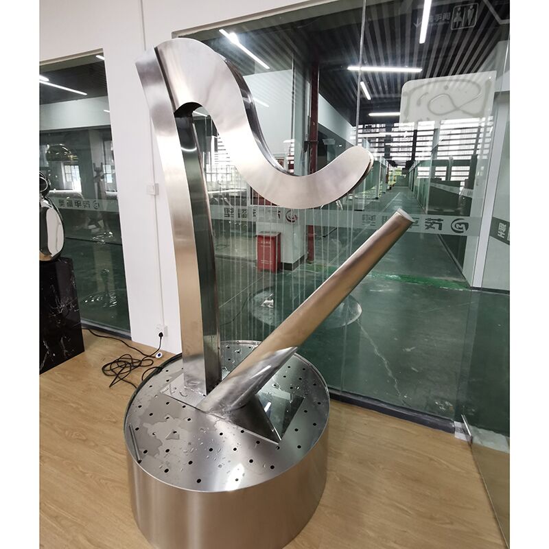 Custom metal fountain sculpture stainless steel harp sculpture (7)