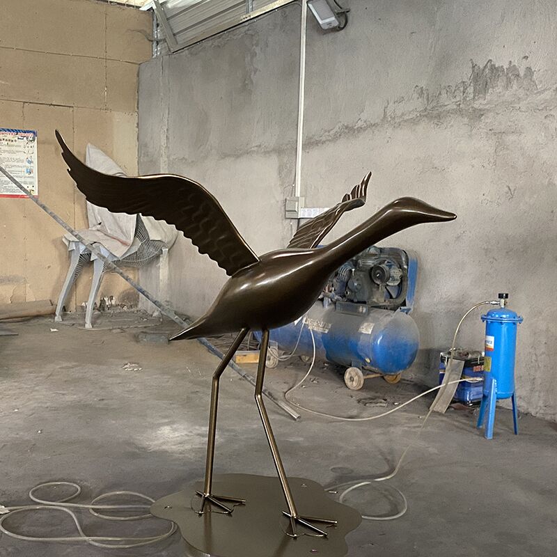 Indoor office home decoration stainless steel Wild goose sculpture (1)