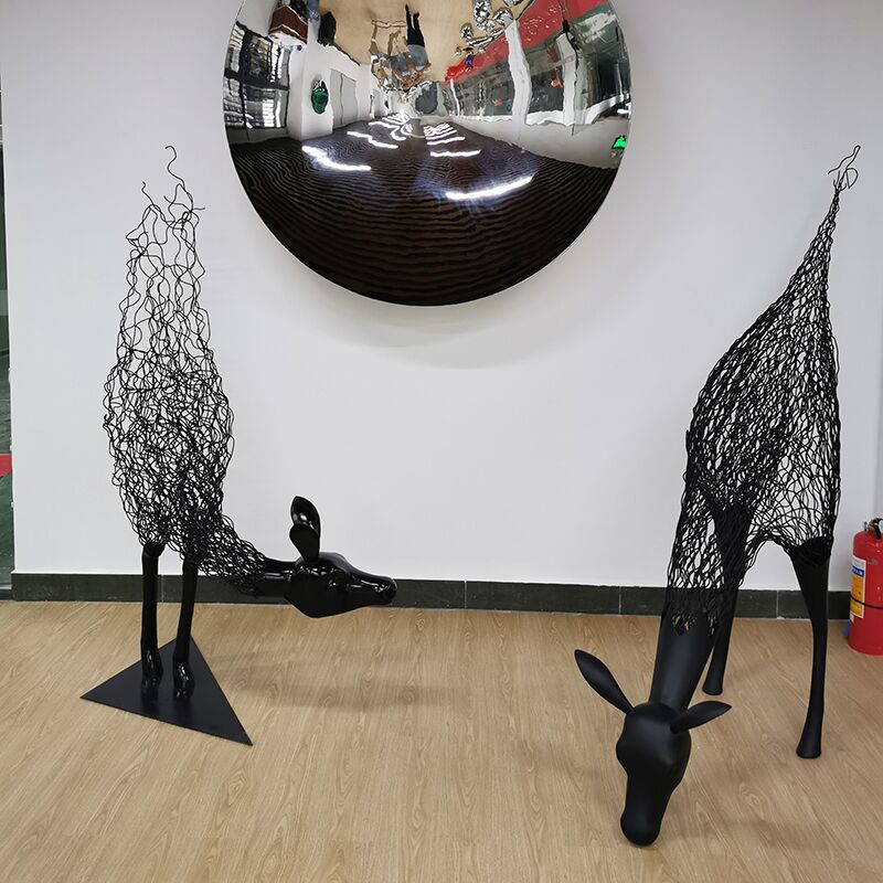 Indoor shopping malls, hotels, decorative works of art, stainless steel deer sculptures (8)