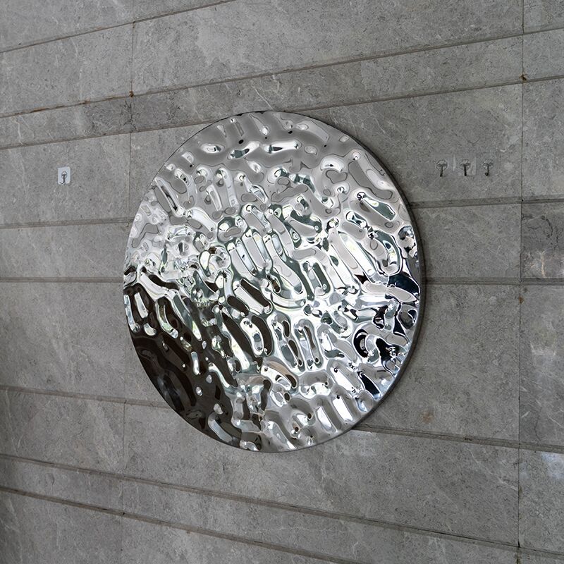 Interior home decoration stainless steel round watermark wall sculpture (5)