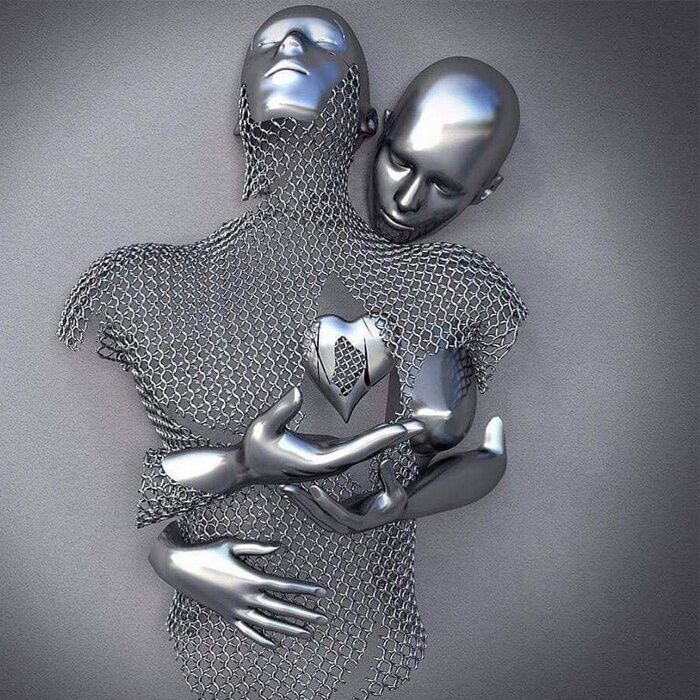 Modern Abstract Human Body Stainless Steel Love Figurative Sculpture3